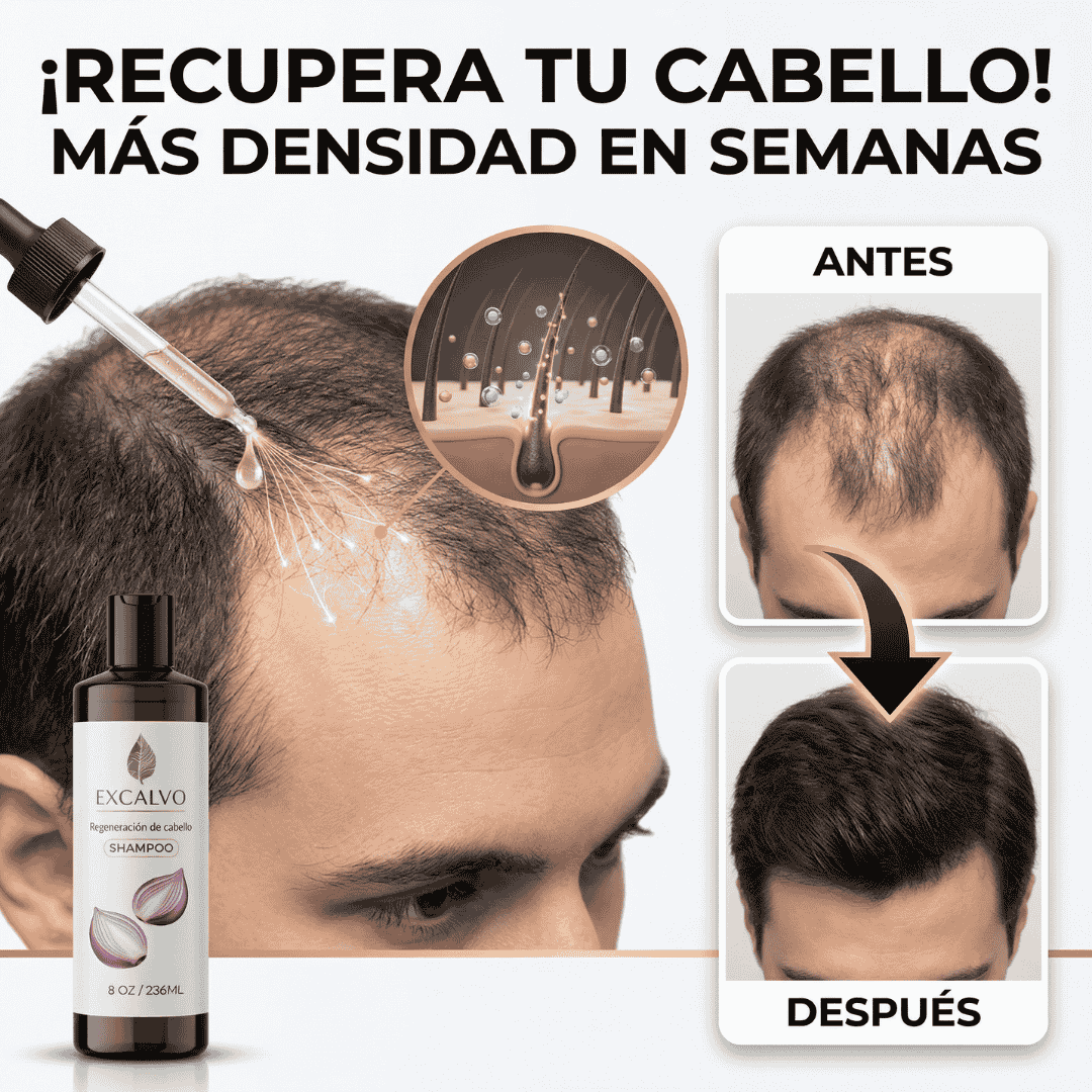 EXCALVO💆♂️ shampoo nutricional de cebolla🧅 canela y gengibre 🌿