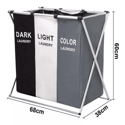 LaundryBox – Canasta Plegable con 3 Compartimentos