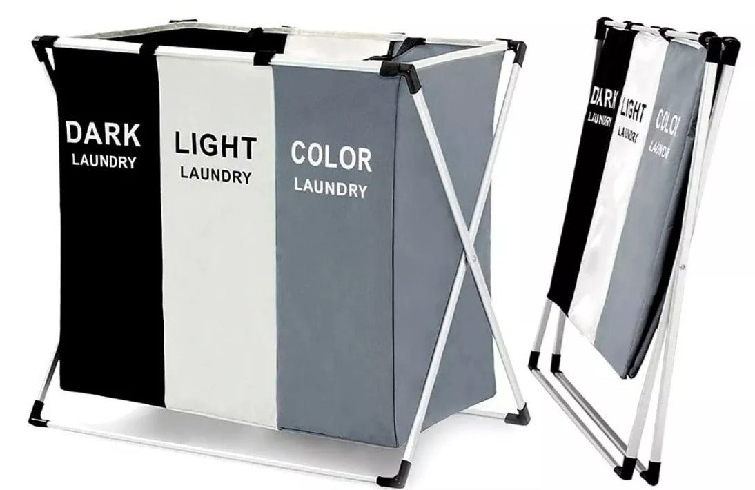 LaundryBox – Canasta Plegable con 3 Compartimentos