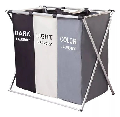 LaundryBox – Canasta Plegable con 3 Compartimentos