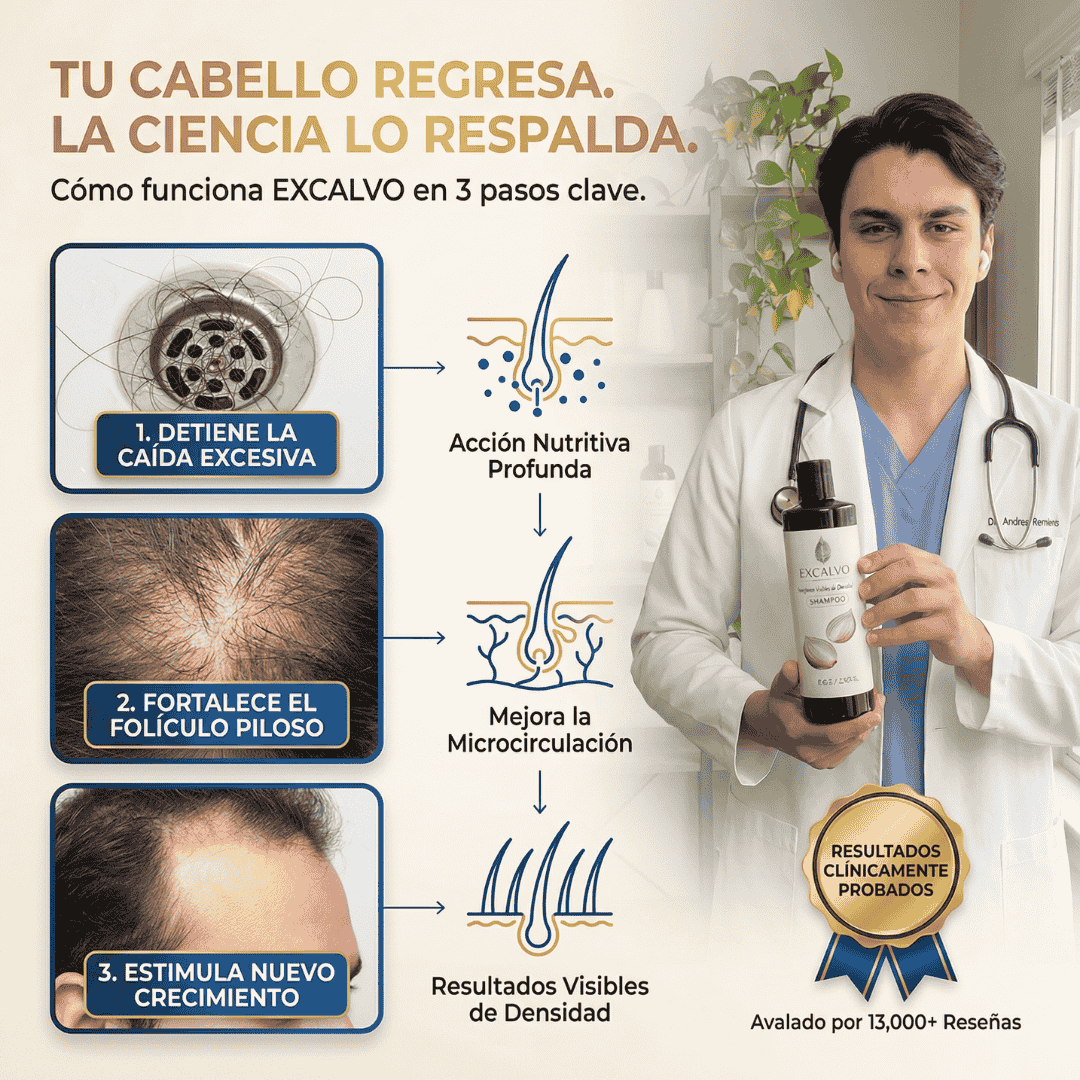EXCALVO💆‍♂️ shampoo nutricional de cebolla🧅 canela y gengibre 🌿