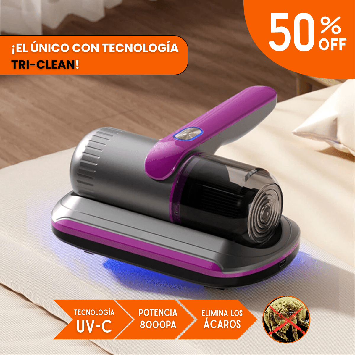 VitaClean - Aspirador Portátil UV | Poder de Succión y Esterilización Total