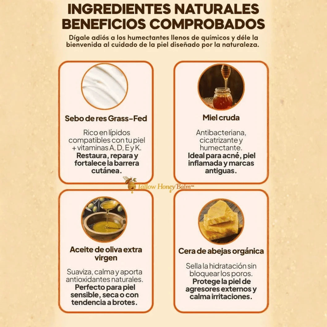 Tallow Honey Balm - Bálsamo Orgánico de Sebo de Res y Miel Hidratación Ancestral