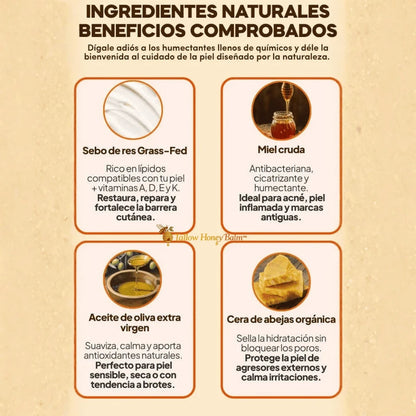 Tallow Honey Balm - Bálsamo Orgánico de Sebo de Res y Miel Hidratación Ancestral