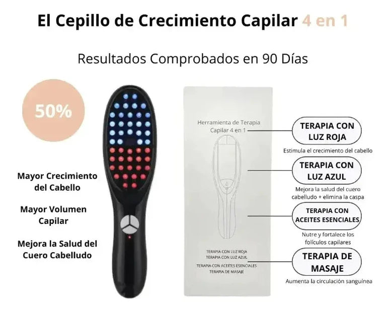 Cepillo masajeador con vapor y fototerapia LED